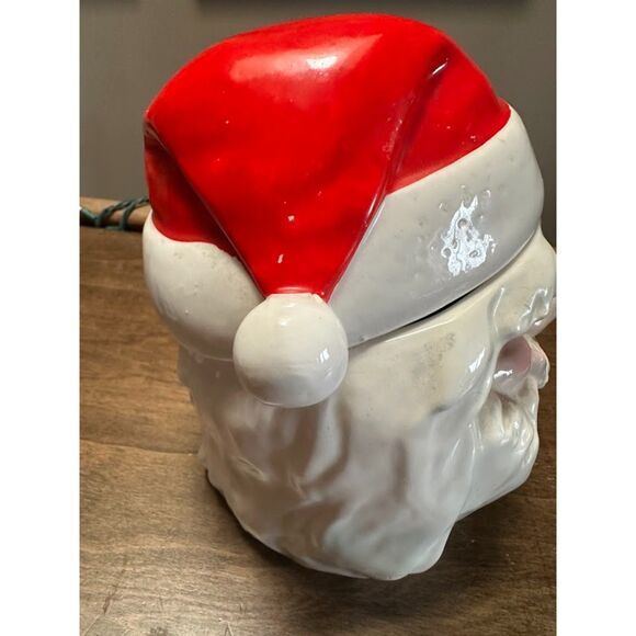 Vintage Santa Claus Cookie Storage Jar Lid Large Ceramic Christmas Kitchen Decor - Picture 11 of 11